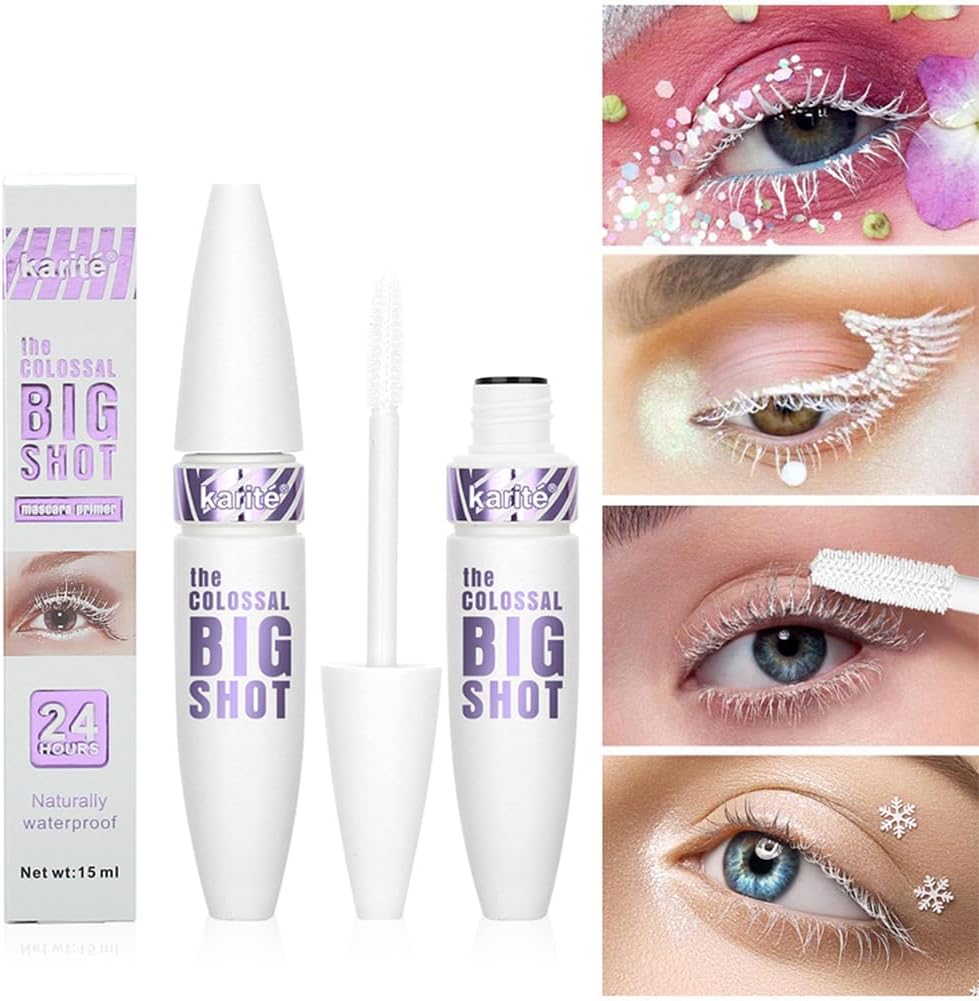 1PC White Cosplay Mascara, White Eyelashes, Waterproof, Naturally Outstanding Eyelashes, Anti-Damage, Waterproof, Long Lasting, Stain Resistant, Film Type, Can Be Removed with Hot Water, Quick Drying,