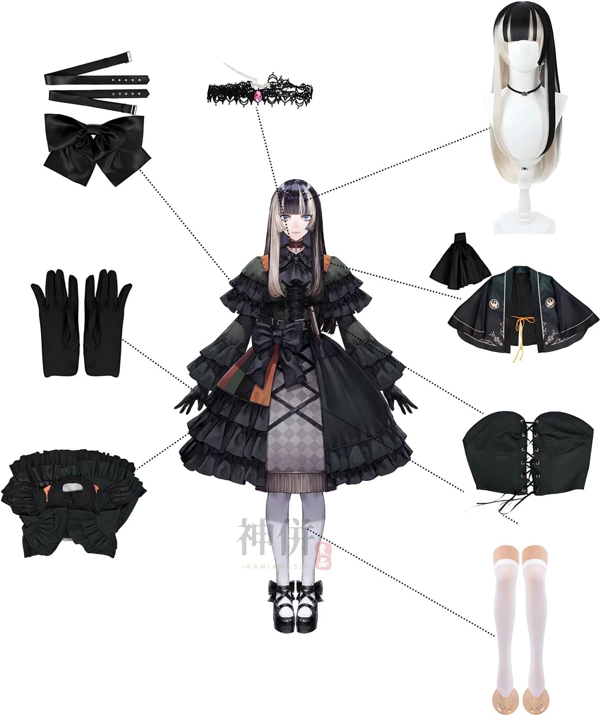 Kamiawase Ryohin Juufuutei Raden Cosplay Costume, Wig Included, Lolita Fashion, Hololive, Costume for Adults, Talent Show, Events, Stage Outfit, M