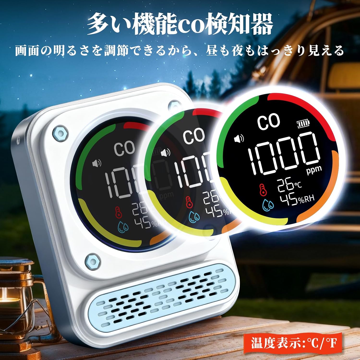 BOSEAN 3-in-1 Carbon Monoxide Checker, Carbon Monoxide Measuring Device, Concentration Detector, Temperature, Humidity, CO Detector, CO Leak Detection, Japanese FIGARO Sensor, Magnetic Strip, Strap