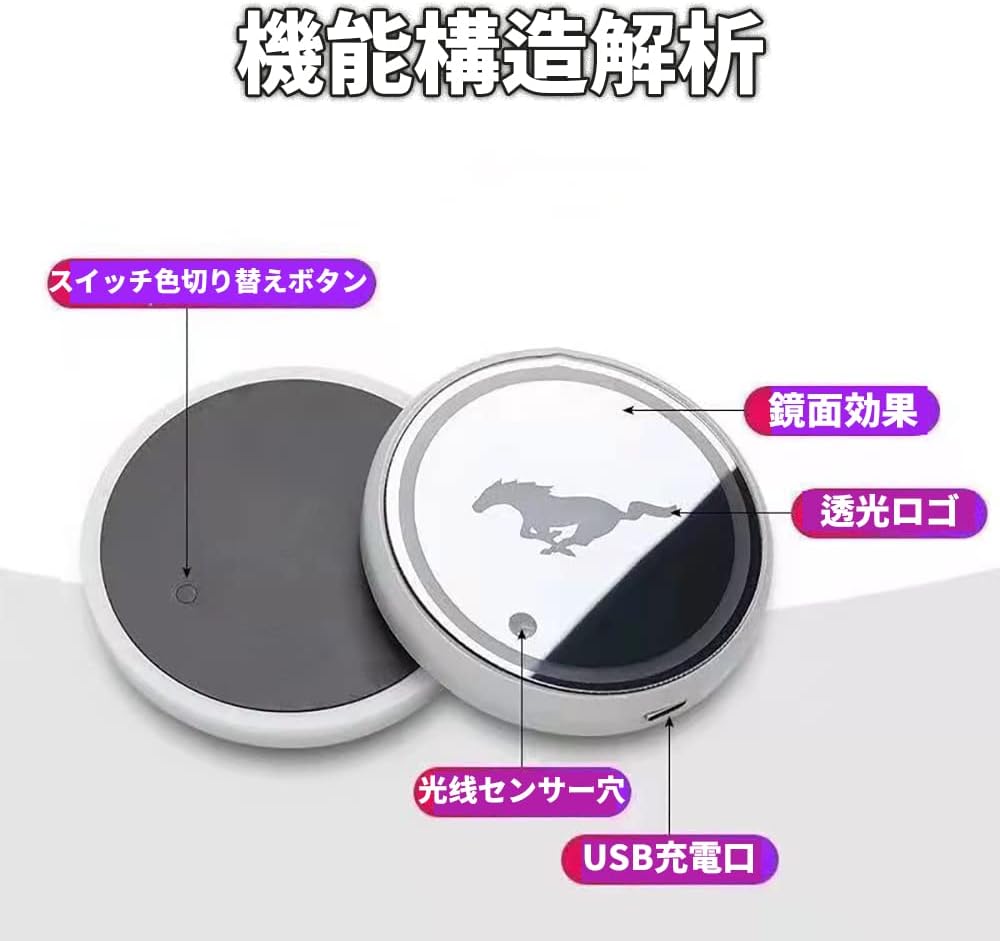 Car LED Toyota Prius Car Coaster LED Light Mat Pad Cup Holder Glowing Brightness Sensor Auto On/Off Illumination Round Set of 2 (Prius)