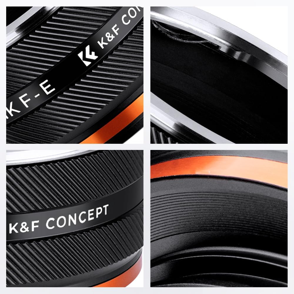 K&F Concept Mount Adapter, NIK-NEX IV, Compatible with Nikon F-Mount Lens, Sony Compatible, E-Mount, NEX Camera Attachment, Conversion Lens Adapter, Manual Focus, Matte Finish, Anti-Reflection,
