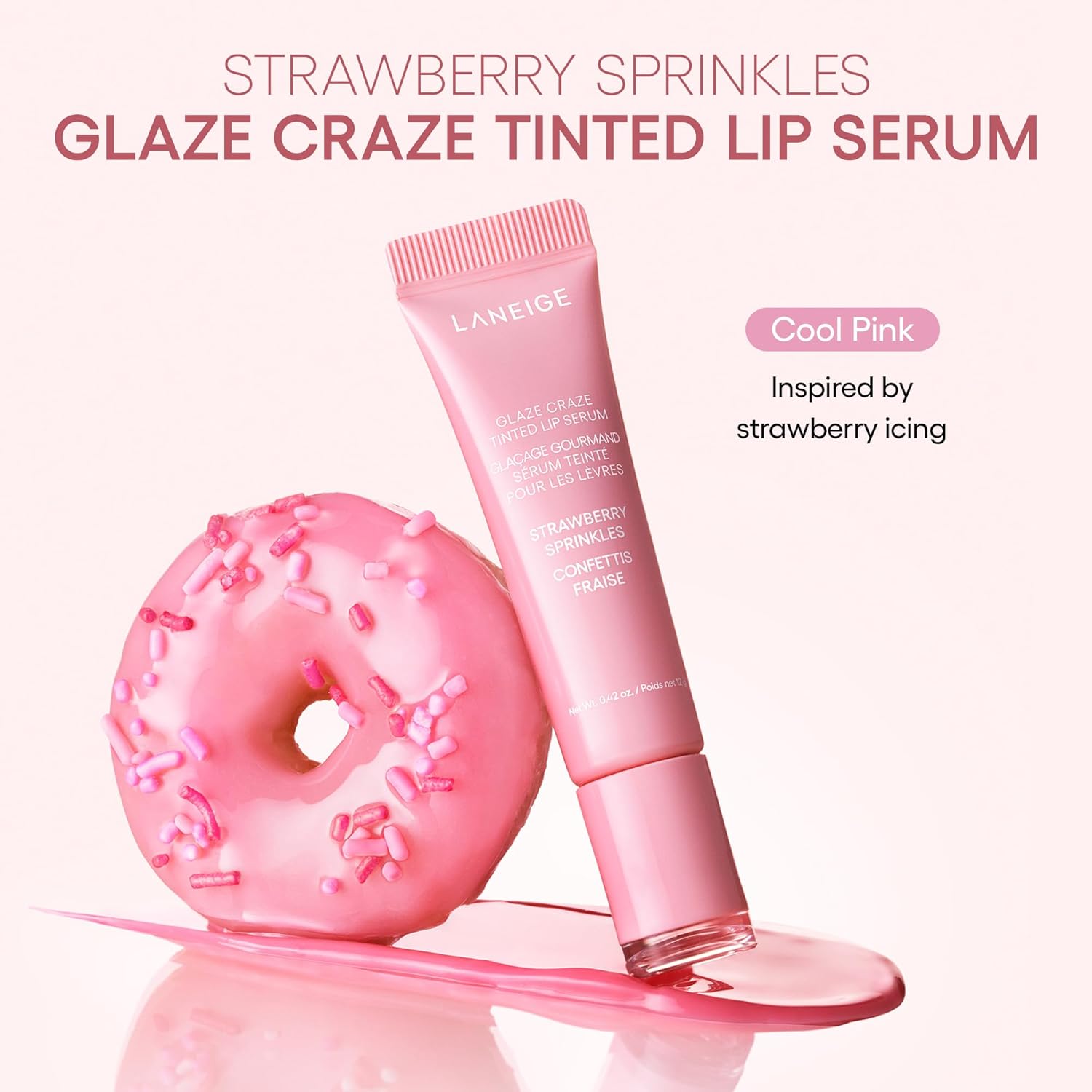 LANEIGE Glaze Craze Tinted Lip Serum: Hydrating, Lip Barrier-Boosting, Softening Lip Serum Treatment for Glossy & Buildable Shine, Nourished Lips with Plumping Polypeptides | Korean Skin Care
