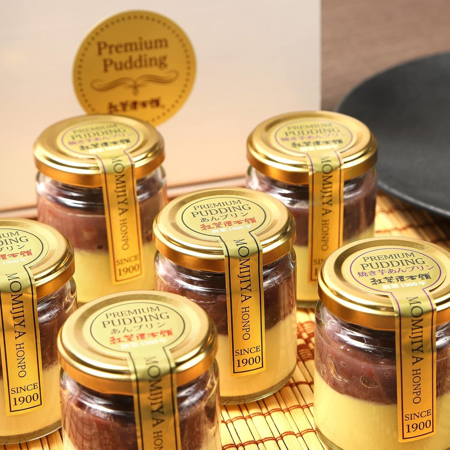 Japanese Style Premium Baked Sweet Potato Anmitsu Pudding (1 Box 6 Pieces) (100g×6 Pieces) [Specialty from the Established Anmitsu Shop] | High-Quality Anmitsu, Baked Sweet Potato, Gift Pudding
