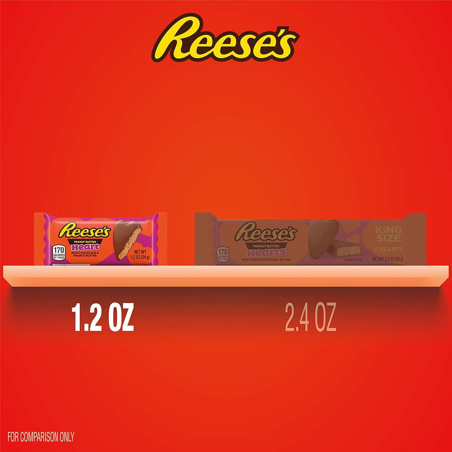 Reese's Milk Chocolate Peanut Butter Hearts, Valentine's Candy Packs, 1.2 oz (6 Count)
