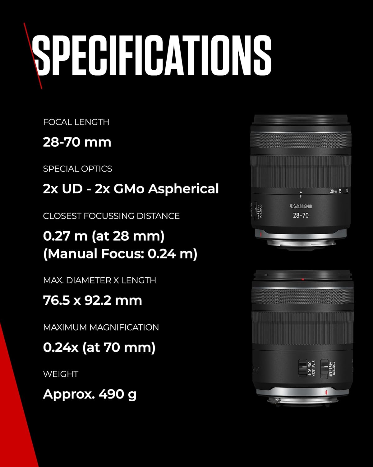 Canon RF28-70mm F2.8 STM Macro Camera Lens | Black