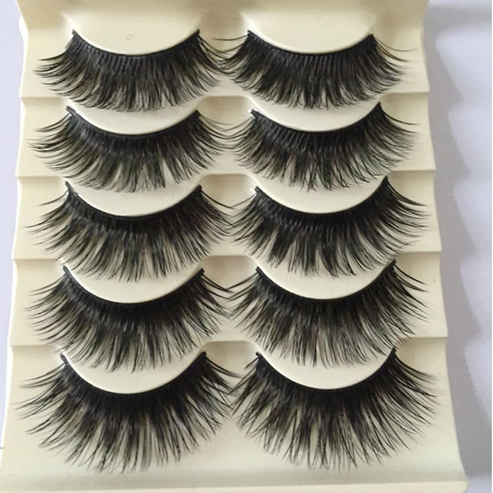 5 Pairs Natural Long False Eyelashes Handmade Thick False Eyelashes Black Makeup Tools