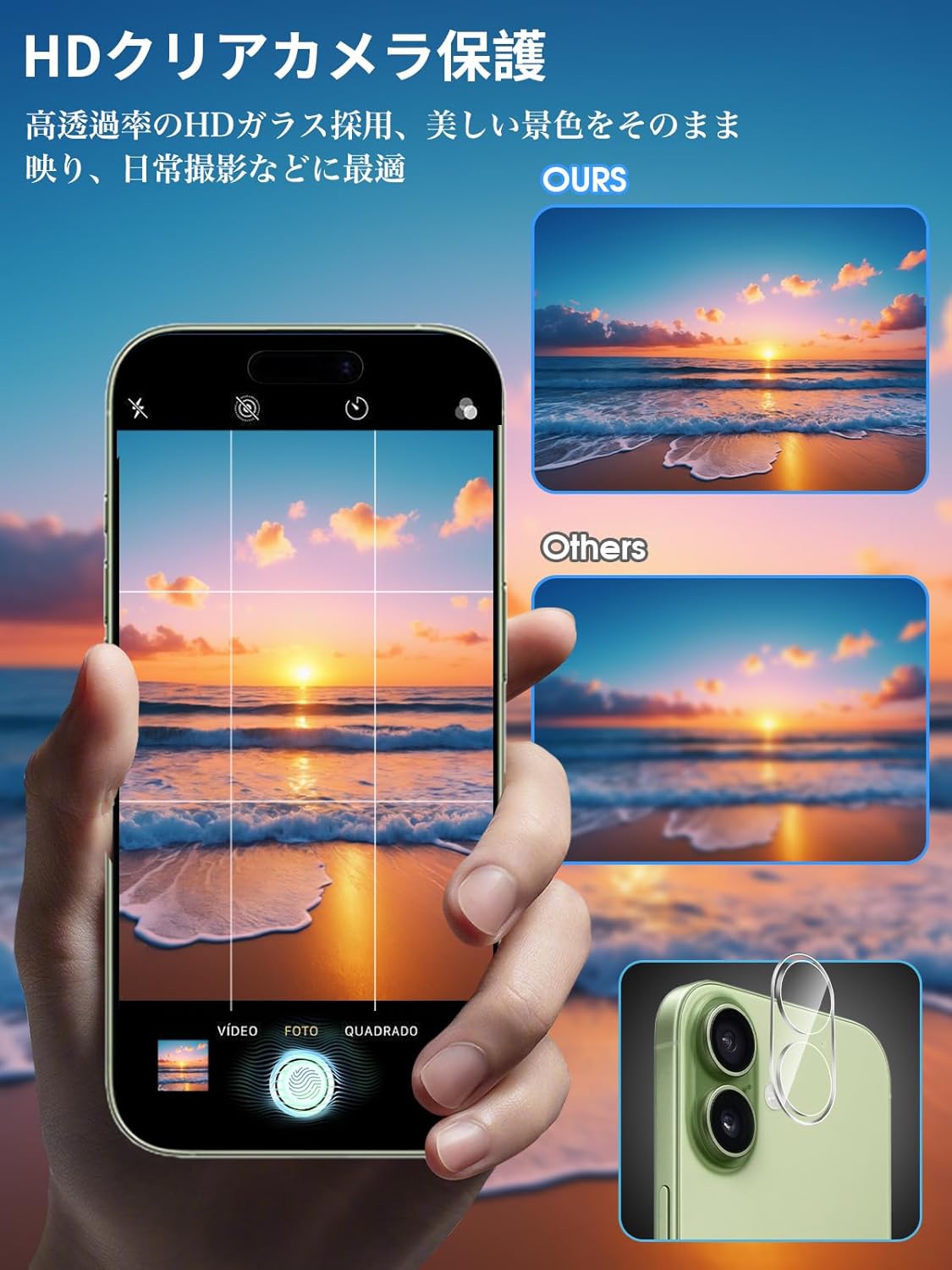 Salywin iPhone 17 Camera Film, 2 Pieces, 9H Hardness, Impact Protection, Highly Transparent, Water Repellent, Oil Repellent, Bubble Free, Shatterproof, Lens Protective Film for iPhone 17 (Transparent)