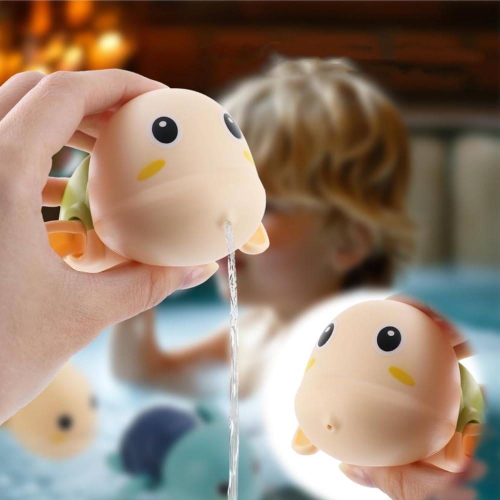 Bath Toy, Set of 4, Water Play, Pig, Turtle, Dolphin, Duck, Birthday Gift, No Batteries Required, Colorful (Random Color)