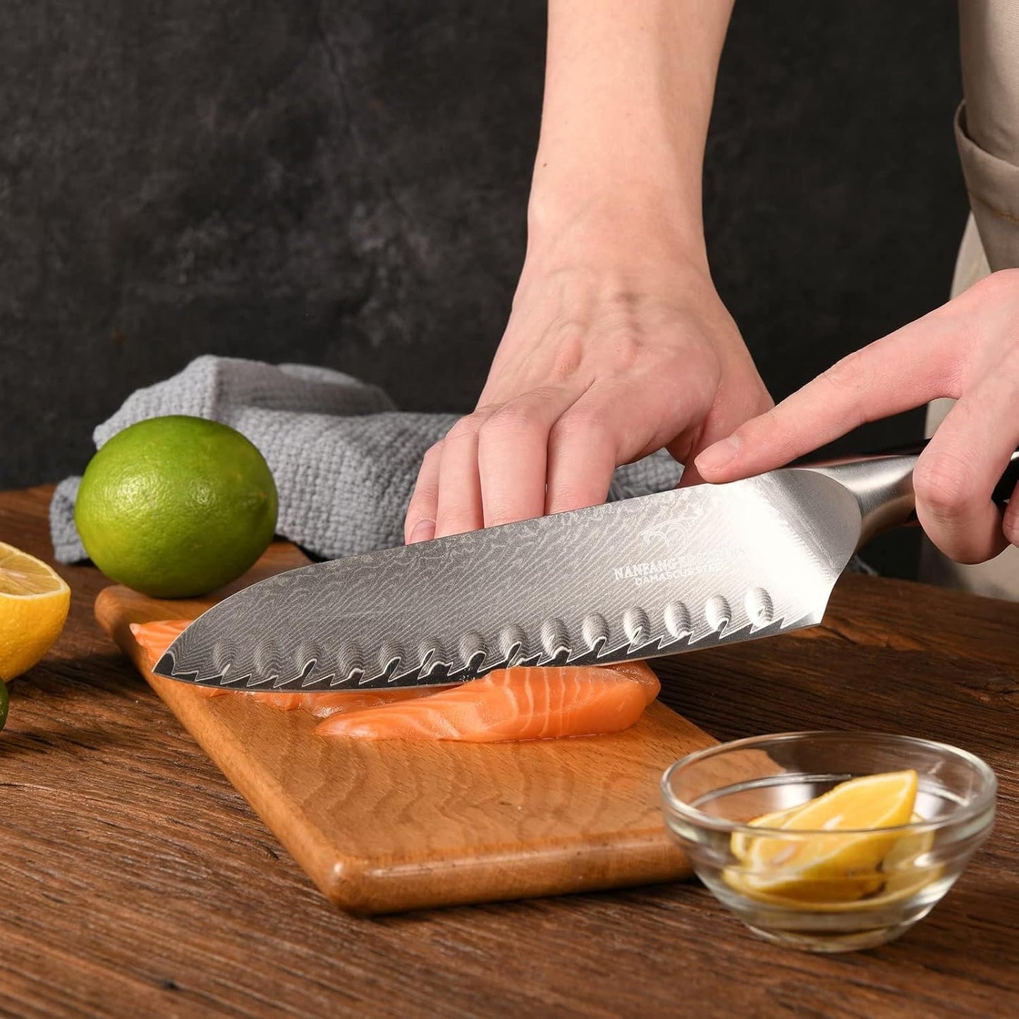 Santoku Knife, Gyuto Knife, Nanfang Brothers VG10+ Damascus, 67 Layers, Good Sharp, Multifunctional, Cooking Utensil, Meat, Vegetables, and Fruits, For Home Use, Commercial Use, (ABS Handle) Santoku