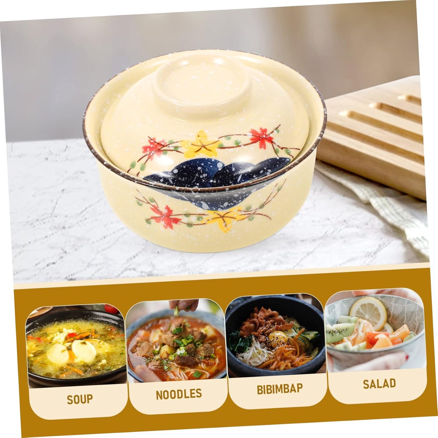 COHEALI Ramen Bowl with Lid, Udon Rice Bowl, Soup Bowl, Japanese Style, Instant Noodles, Japanese Decoration, Instant Noodles, Asian Soup Bowl, Ramen, Noodle Rice Bowl