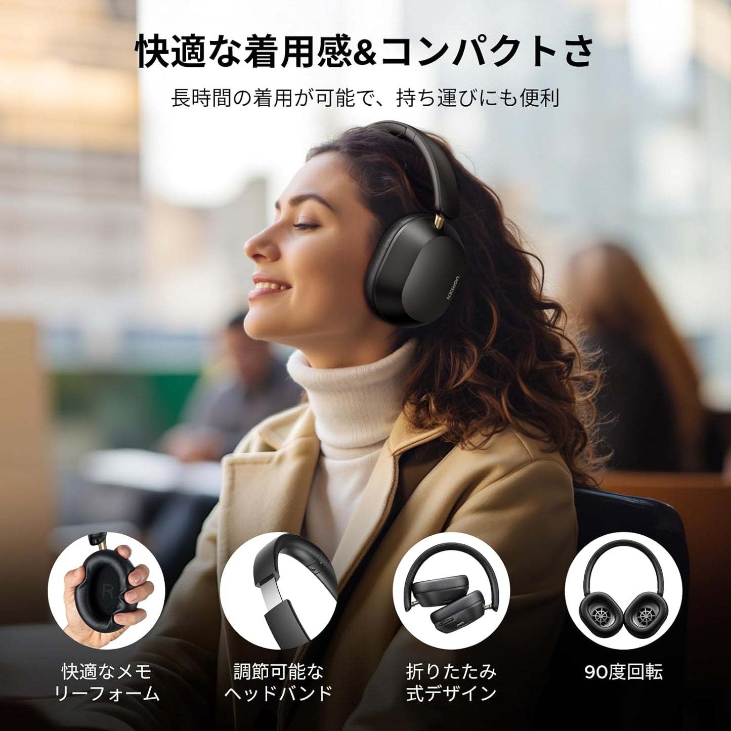 UGREEN Bluetooth Wireless Headphones, Ultra Noise Cancelling, LDAC High Resolution Sound Quality, Bluetooth 5.4, Wired / Wireless, Up to 75 Hours of Music Playback, Multi-Point Compatible, External