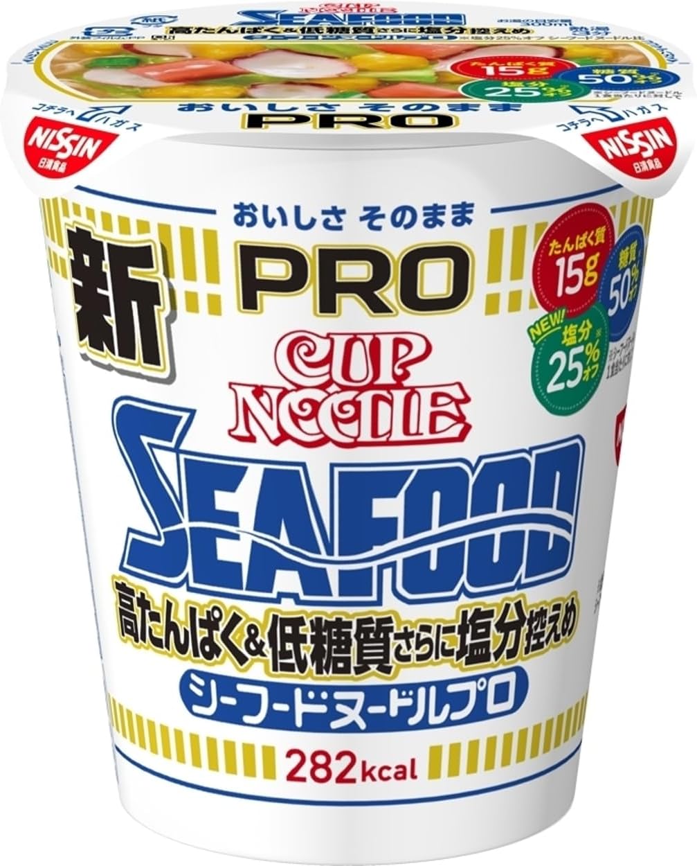 Cup Noodles PRO Seafood Noodles with High Protein & Low Sugar Content and Low Salt Content (Delicious Tasty) Nissin Foods Cup Noodles, 2.7 oz (78 g)