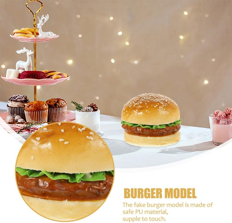 NOLITOY 2pcs Realistic Simulation Hamburger Model Photo Props Food Sample Table Decoration Educational Play Material and Durable