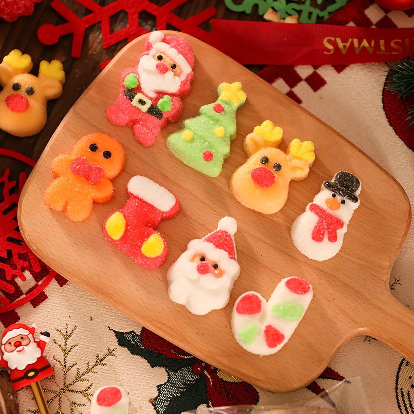 Christmas Candy Assortment Marshmallow 8 Varieties Set of About 35 Pieces Candy Assortment Party Favors Gift - Gummy Individually Wrapped Commercial Use Bulk Popular Christmas Present Children Gift