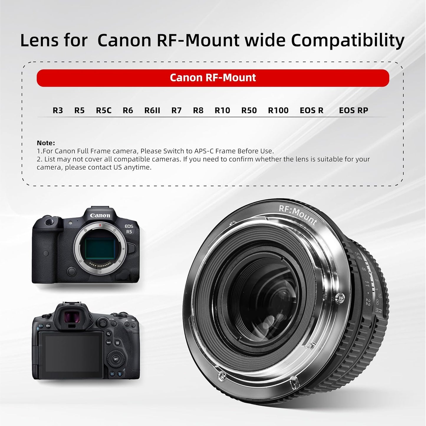 Pergear 25mm F1.7 Replacement Lens Large Caliber Manual APS-C Small Lightweight Camera Lens Perfect for Daily Shooting Portrait Street Photography Landscape Photography (Black, Canon RF Mount)