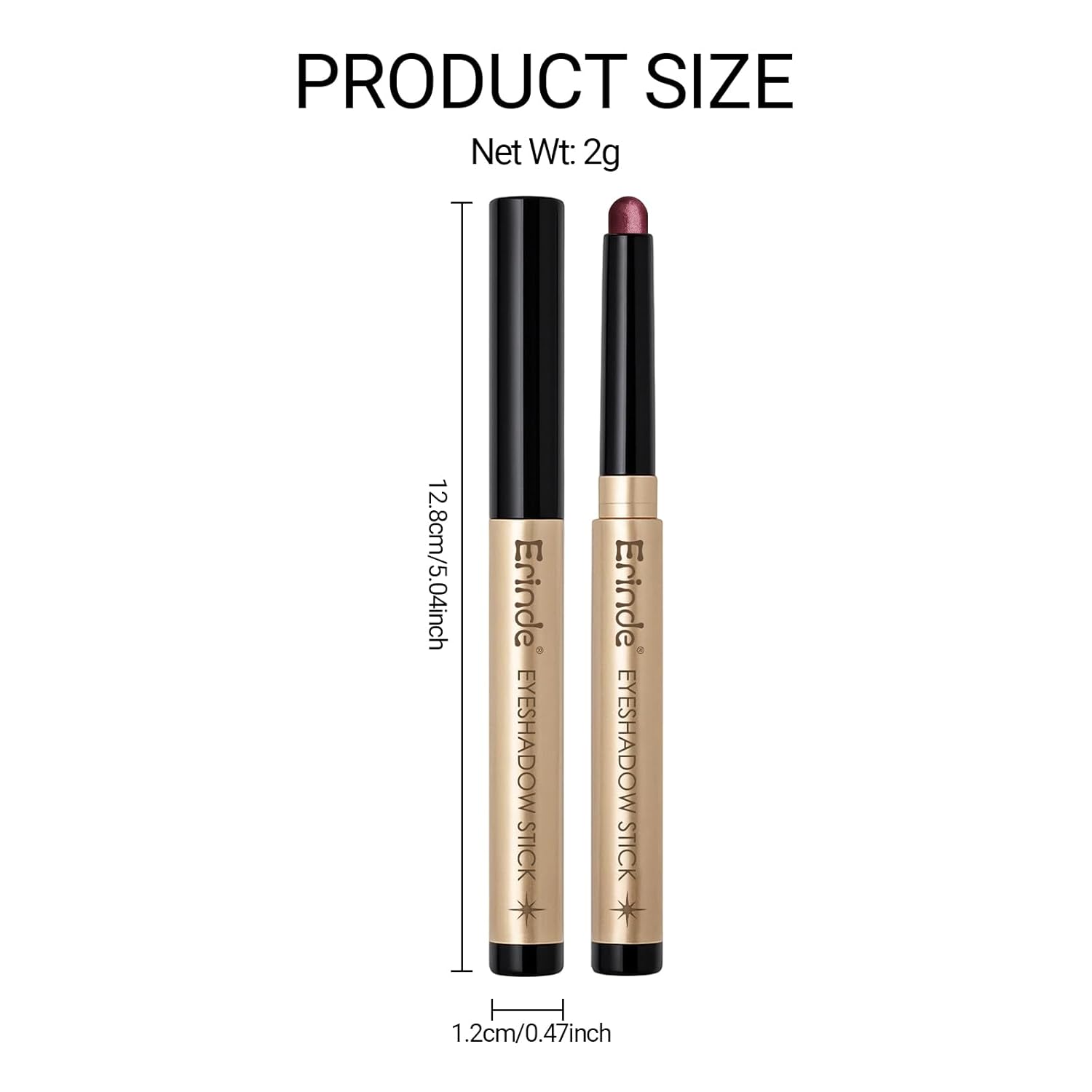 Erinde - Barra de sombra de ojos brillante impermeable, sombra de ojos en barra de crema marrón púrpura, lápiz de sombra de ojos en polvo de larga duración, a prueba de arrugas, sombra de ojos cremosa