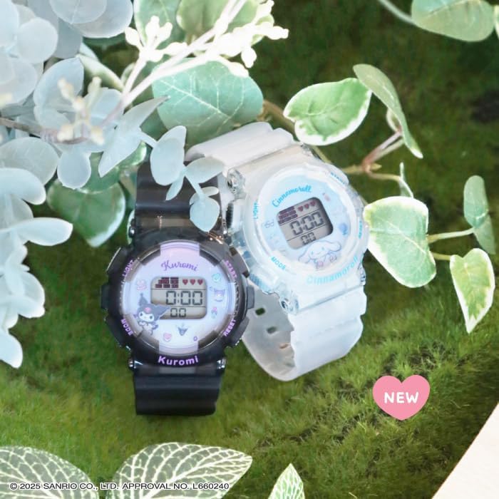 Sunflame CR3C0003-CNC Wristwatch, J-Axis Sanrio Cinnamorol, Digital Watch, Backlight, Alarm Function, For Girls, Clear