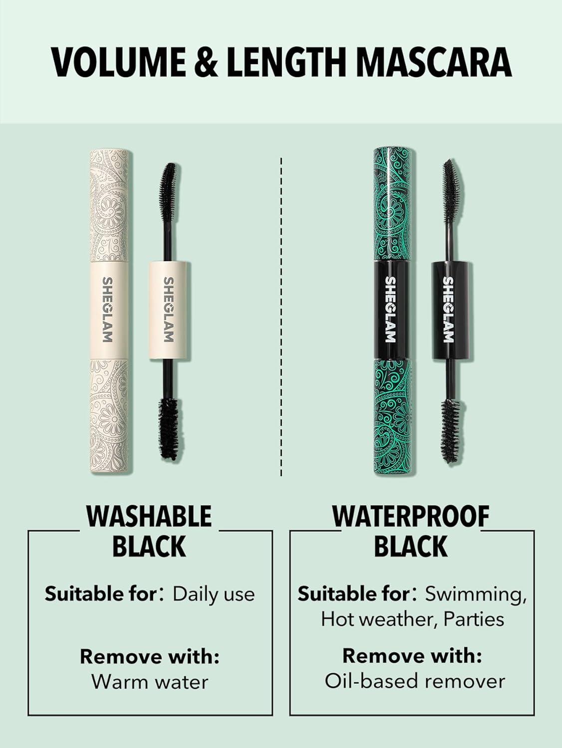 SHEGLAM All-in-One Volume & Long Mascara 2 in 1 Waterproof Dual End Brush