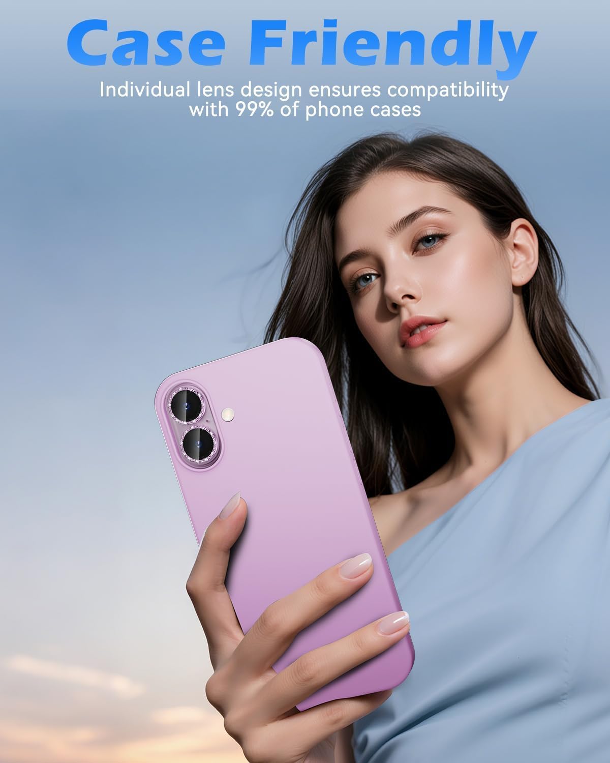 CloudValley Camera Film for iPhone 17, 1:1 Invisible Perfect Fit, Case Friendly, Flash Compatible Design, Full Protection, 9H Tempered Glass, High Transmittance, Anti-Scratch, 9H Tempered Glass