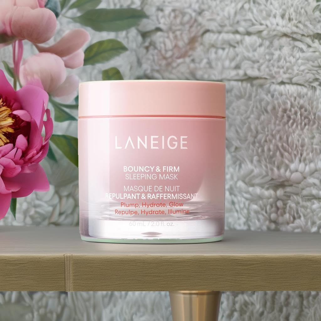 LANEIGE Bouncy & Firm Sleeping Mask: Korean Overnight Face Mask to Plump, Firm, & Boost Elasticity, with Peony & Collagen Complex for Visibly Plumper, Hydrated Skin | Korean Skin Care