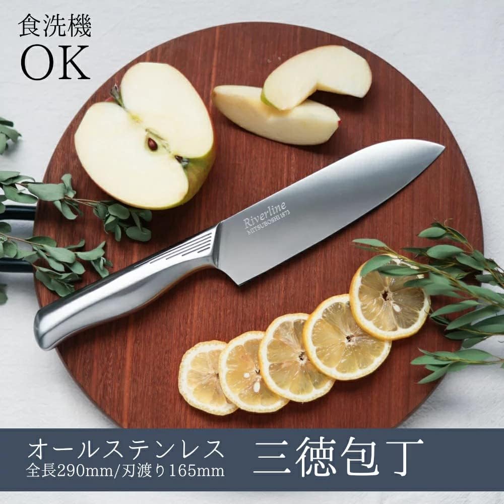Triad Knife with 165mm Blade 【Riverline Established in Meiji 6, Veteran Cutlery Manufacturer】"All Stainless Steel, Streamlined Handle, Dishwasher Safe" Meat, Fish, Vegetables, Japanese Made