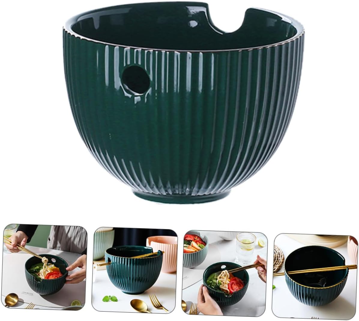 UTHCLO 陶磁器製ラーメンどんぶり 滑らか表面で洗浄簡単 多機能インスタント麺碗 即席うどん対応 家族や友人への贈り物に