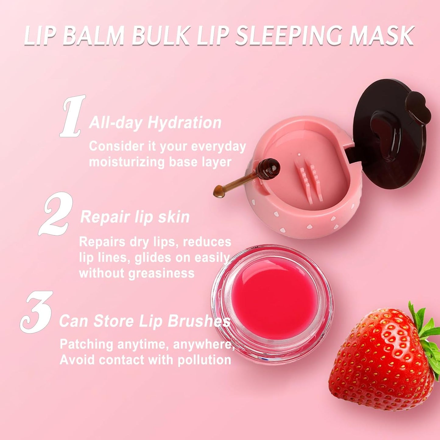 2 piezas de mascarilla labial de miel de abeja, mascarilla labial de miel y fresa, bálsamo labial de propóleo hidratante con palo - Exfoliante labial hidratante para prevenir la prevención de labios