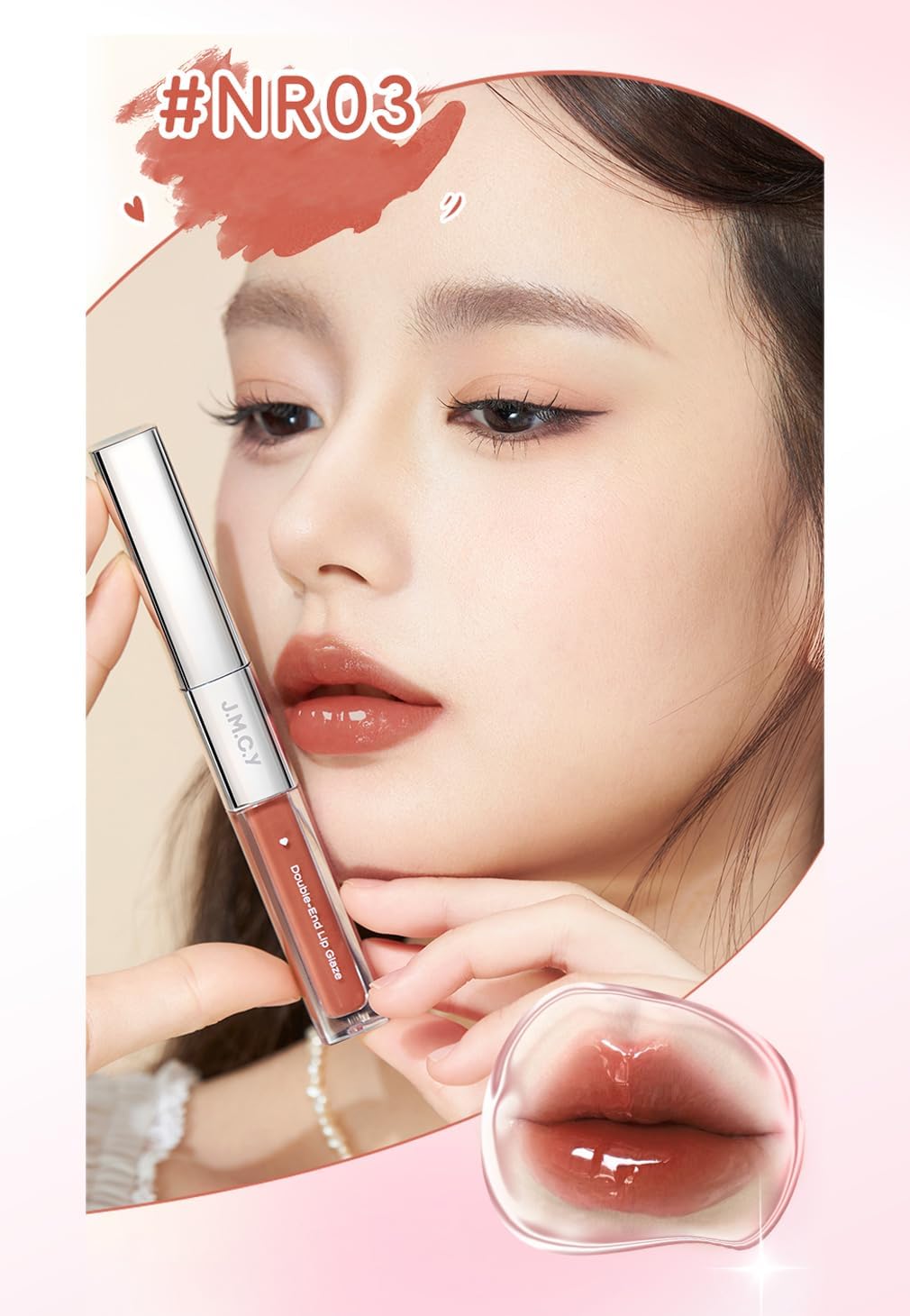 JMCY Double Ended Lip Tint Mud Lip & Waterlight Mirrored Lip Gloss 2 in 1 Popular No Falling Lip Lipstick J.M.C.Y Double Ended Long Lasting Won't Stick to Mask Chinese Cosmetics
