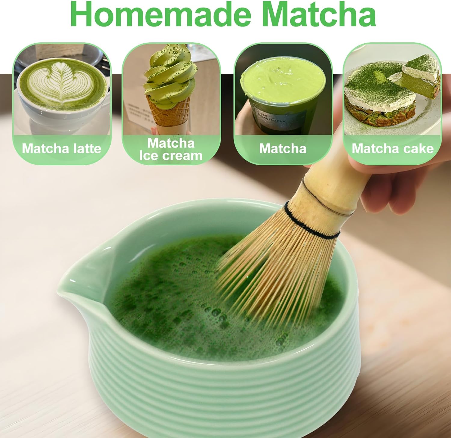 Valuetom Matcha Set, 6 Piece Tea Ceremony Set (Single Mouth Bowl, Chasaku, Chasaku, Matcha Spoon, Strainer), For Beginners to Practice Tea Ceremonies