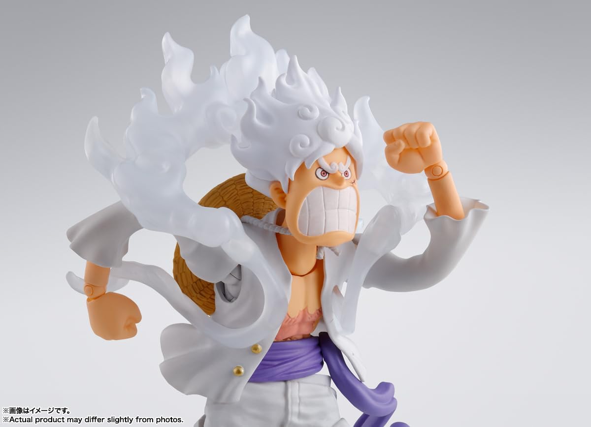 S.H. Figuarts One Piece Monkey D. Luffy Gear 5 - Approx. 6.1 inches (155 mm), PVC & ABS Pre-painted Action Figure
