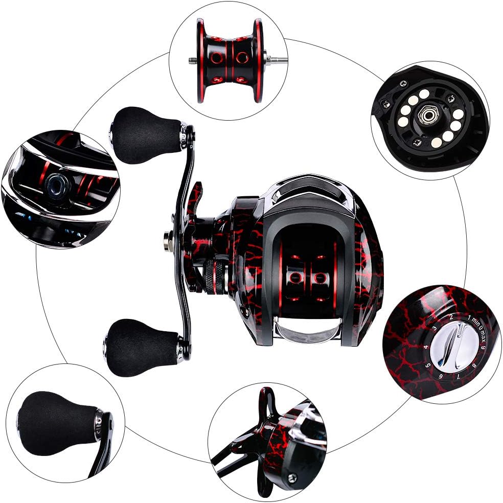 18+1 BB Ball Bearing 7.1:1 Portable Fishing Reel Baitcasting Reel Left/Right Hand Fishing Baitcasting Reel, Right Hand