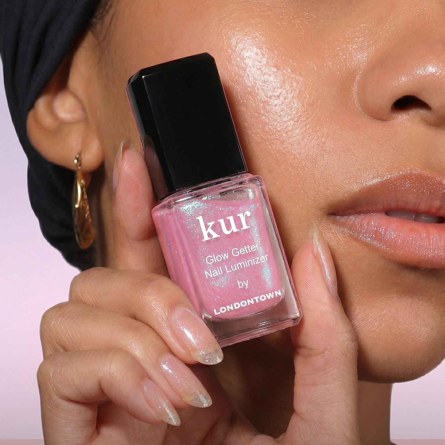 LONDONTOWN Kur Glow Getter Nail Luminizer One-Step Mani, 0.4 Fl Oz | One-Step Nail Treatment, Hexanal & Shimmer, Stronger, Healthier, Glossier Nails, No Base or Top Coat Needed