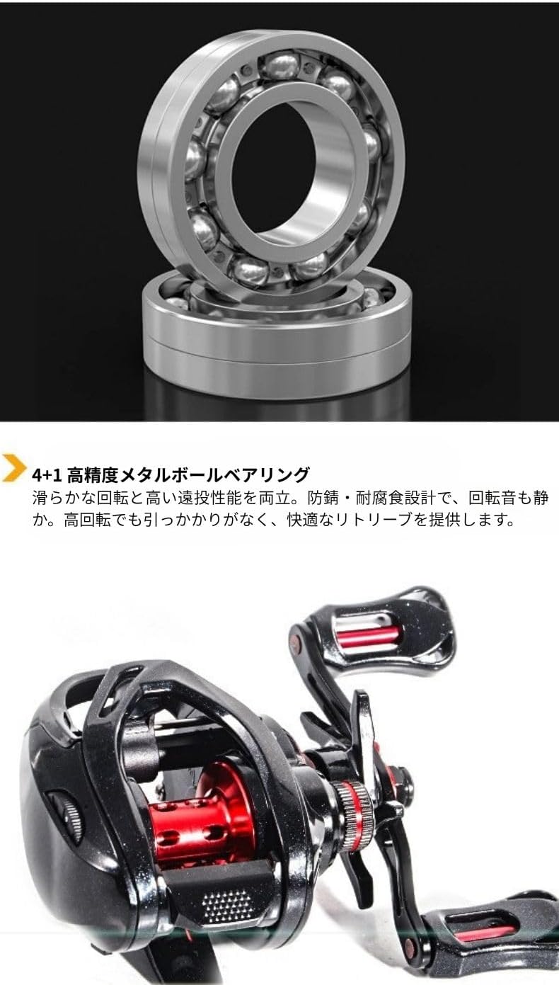 ベイトリール 右ハンドル 左ハンドル フィッシング リール 両軸リール エクストラハイギア（XG） 7.2：1 ベイトキャスティングリール 軽量 釣り 釣り具 釣り用品 [並行輸入品]