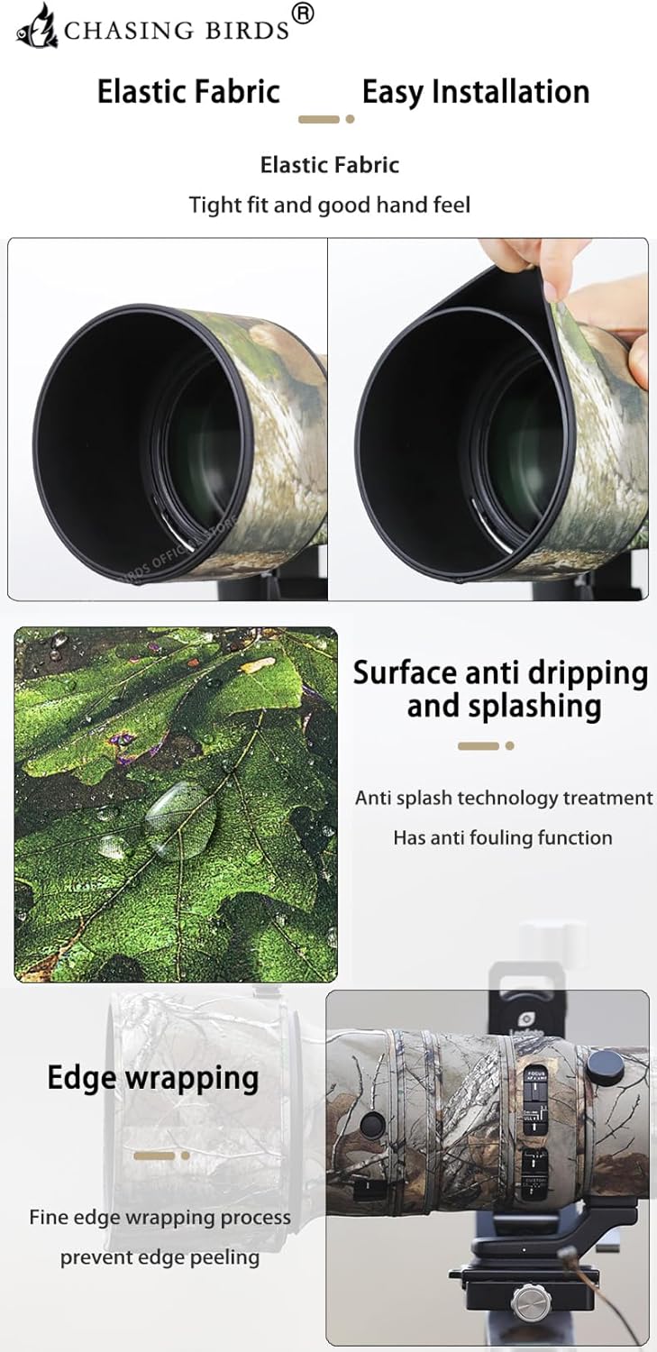 CHASING BIRDS Camouflage Waterproof Lens Coat for SIGMA 500mm F5.6 DG DN OS Rainproof Lens Protective Cover (ASI)