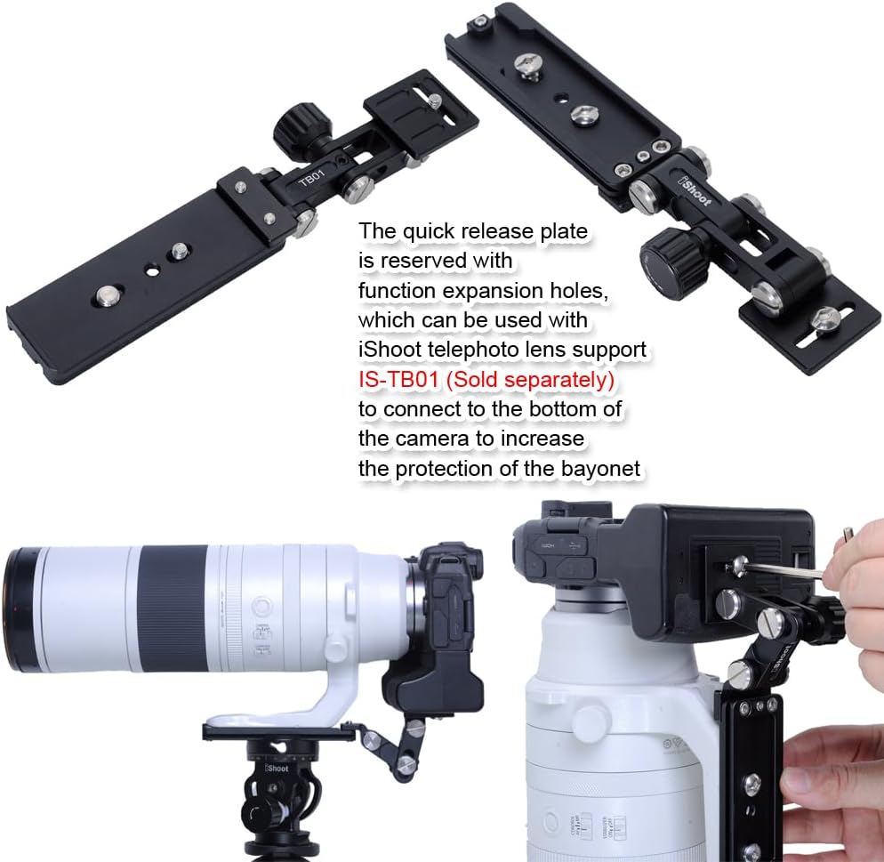 iShoot CNC Metal Arca-Swiss Fit Camera Quick Release Plate, For Canon Canon RF 200-800mm F6.3-9 IS USM Lens Support Collar, Lens Bracket Collar, Tripod Socket, Camera Ring Tripod Mount, Tripod Mount