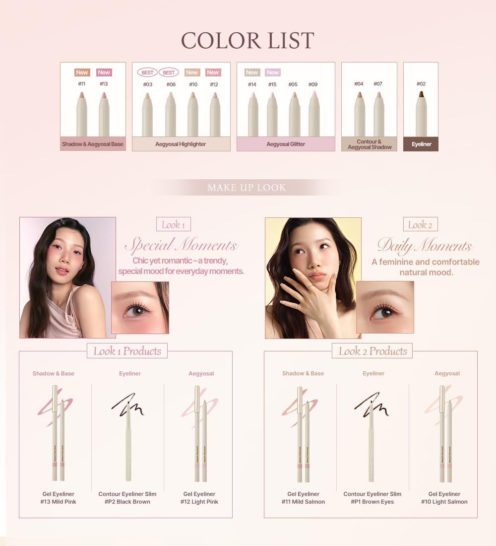 Heart Percent Dot On Mood Gel Eyeliner Pencil Dote On Mood Gel Eyeliner Pencil Waterproof Pencil Eyeliner / Tear Bag / Eyebrow / Concealer High Density Shadow Built-in Sharpener (04. Gray Beige)