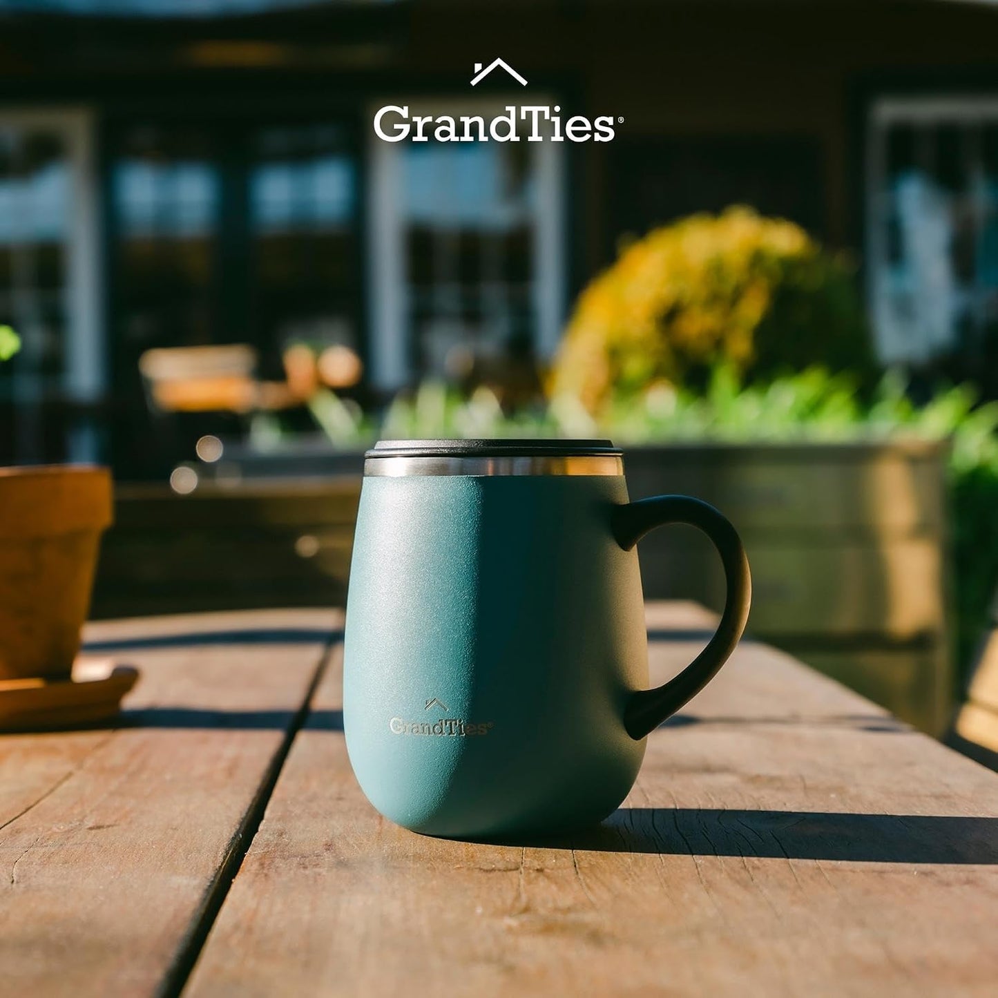 GRANDTIES 19 Colors Premium Vacuum Insulated Mug, 16.2 fl oz (460 ml), Mug with Easy Open Slide Lid, Stainless Steel, Double Wall Vacuum Insulation, Hot & Cold Protection, Popular in Office (Atlantis