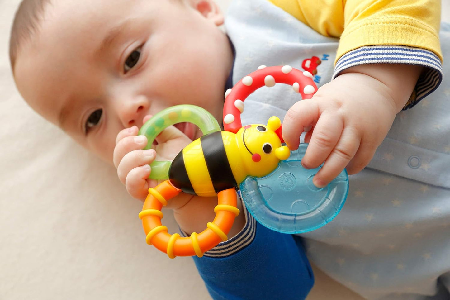 SASSY TYSA80679 ABS Teething Rattle, For 3 Months and Up, Cool, Various Feeling, Bumble Bites Fan
