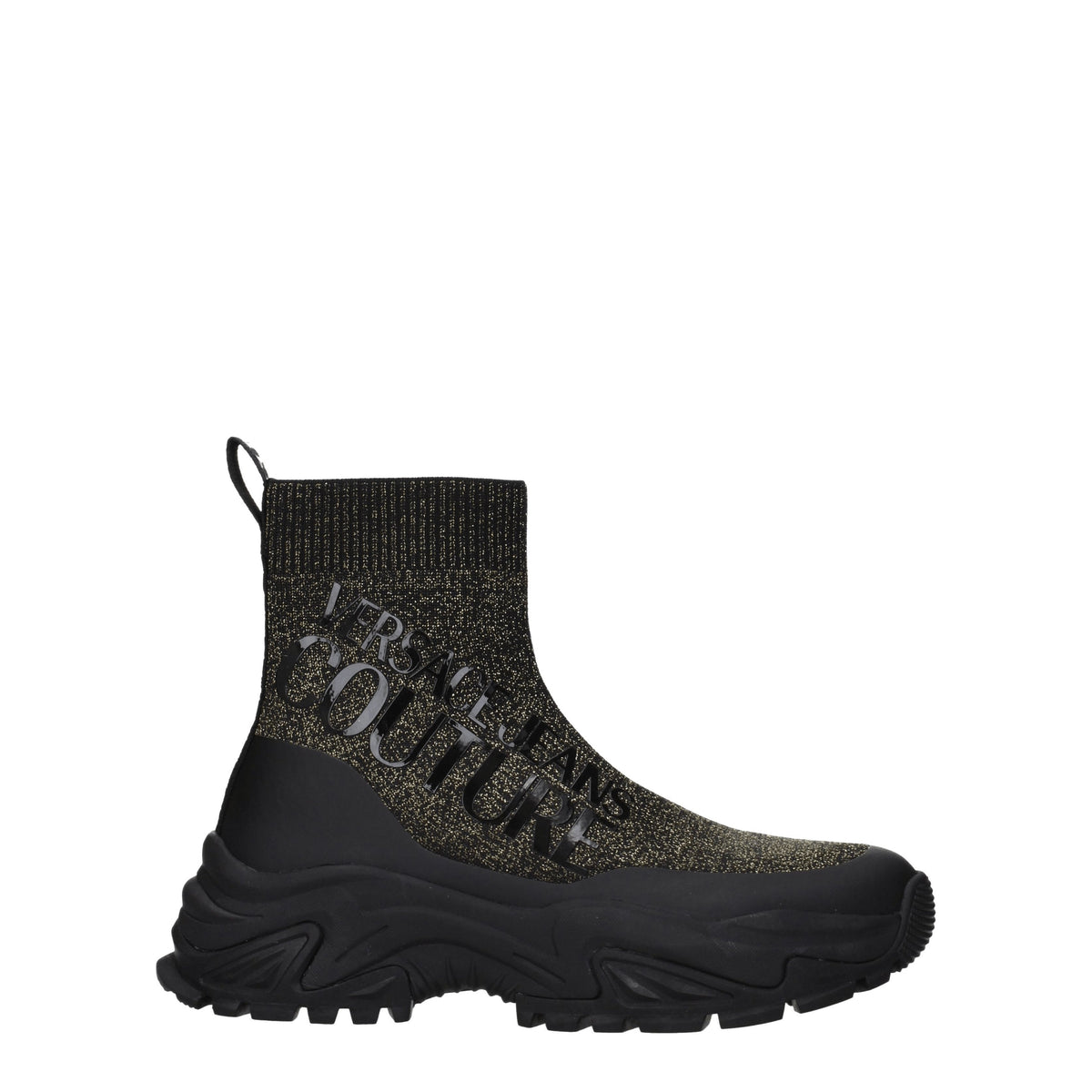 Versace ヴェルサーチジーンズスニーカークチュールウーマンファブリックブラック/ゴールド - Image 7