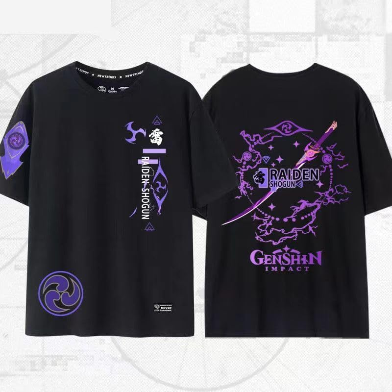 [GENTERUN]原神Tシャツ 雷将軍 プリティーダービー かわいい オグリキャップ 半袖 夏服 柔らかい ユニセックス 綿シャツャラクター 萌えグッズ メンズ レディース 男女兼用 ゆったり 大きい カジュアル アニメ キT