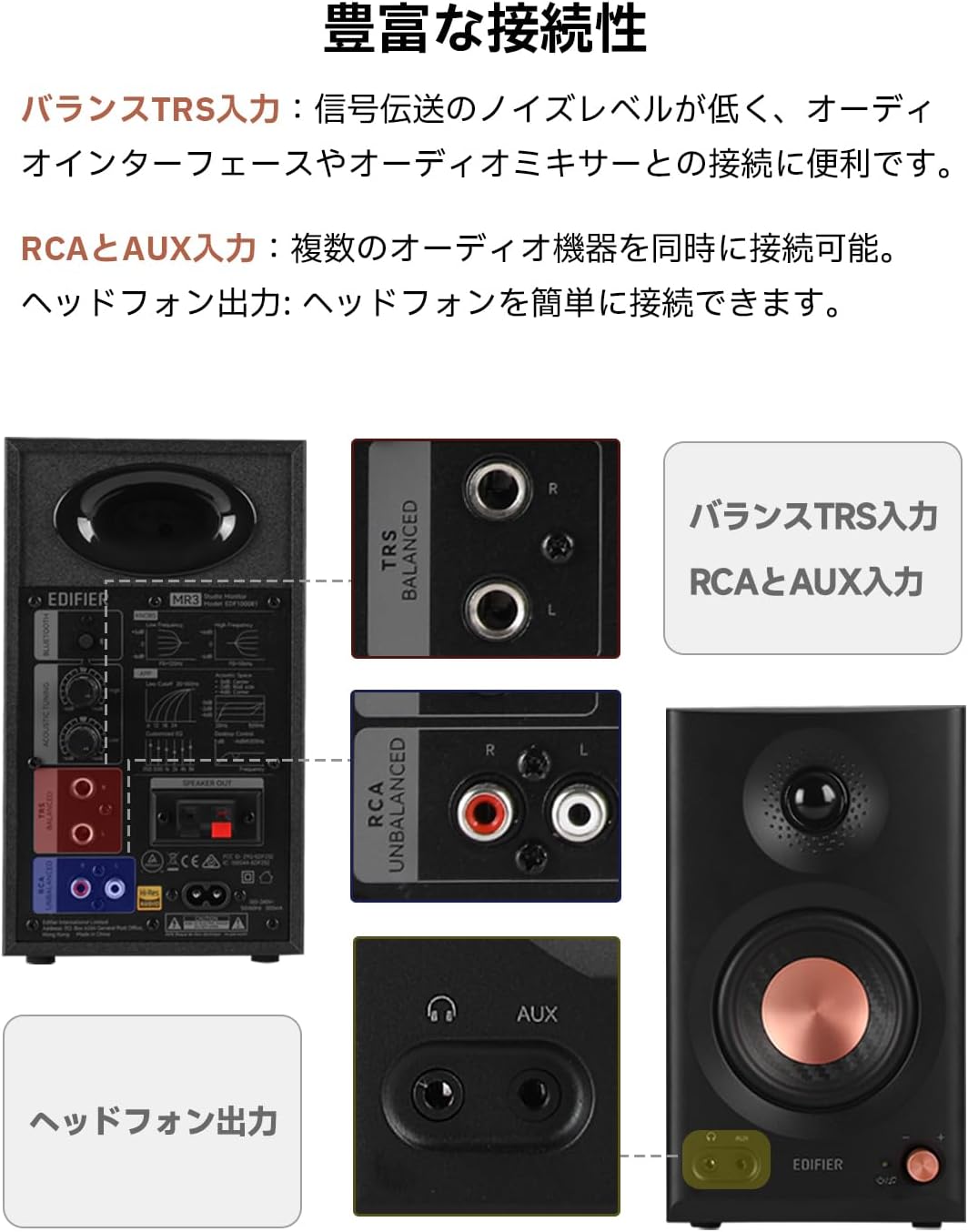 Award-Winning "VGP2025" Edifier MR3 Studio Monitor Speaker "2024 New Model" 36W Bluetooth 5.4 Room Correction Hi-Res Dedicated App TRS Balanced/RCA/AUX Input 3.5mm/Headphone Jack Output 52Hz-40kHz for