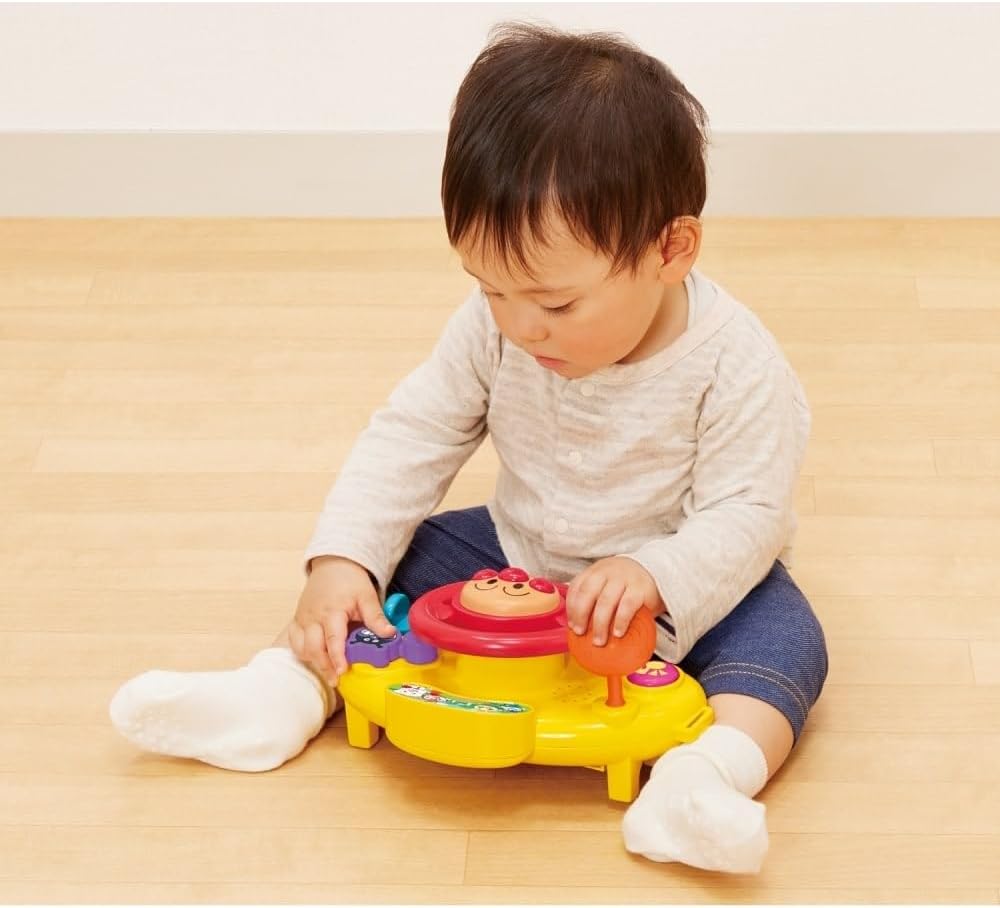 Agatsuma Anpanman Lots of Talking Melody Steering Wheel, Good for Taking with You, Recommended Age: 10 Months and Up