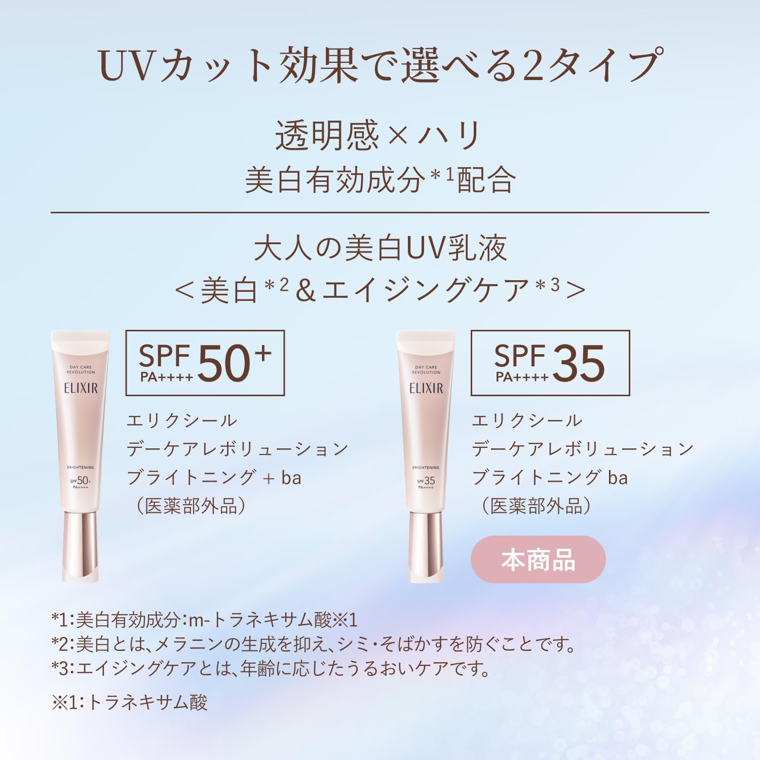 ELIXIR Daycare Revolution Brightening ba 1.2 fl oz (35 ml) Quasi-drug UV Milky Lotion, Morning, Daytime, Sunscreen, Hari, Moisture, SPF35 PA++++, Aging Care, White, Shiseido