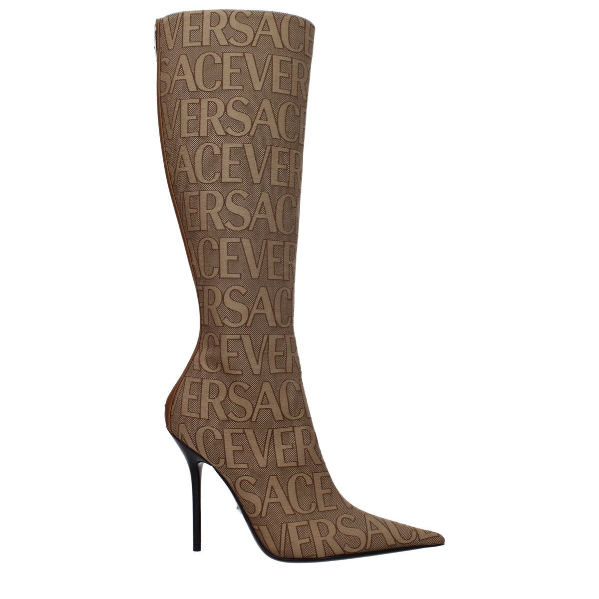 Versace ヴェルサーチブーツ女性生地ベージュ/ブラウン - Image 7