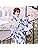 TEX Women's Yukata Floral Pattern Kimono Yukata Costume, 5-piece Set, Yukata, Obi, Fan, Socks, Head Accessory, Cute, Floral Pattern, Plain Weave, Beautiful, One Size Fits Most, Fireworks Festival