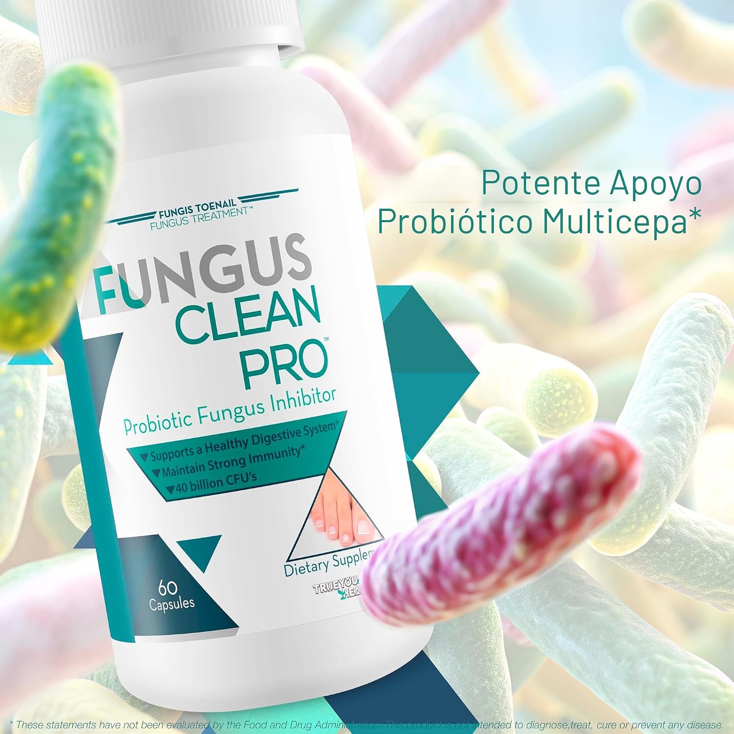Fungus Clean Pro - Inhibidor probiótico de hongos - Lucha contra los hongos de adentro hacia afuera con este potente probiótico de defensa de hongos que protege tu