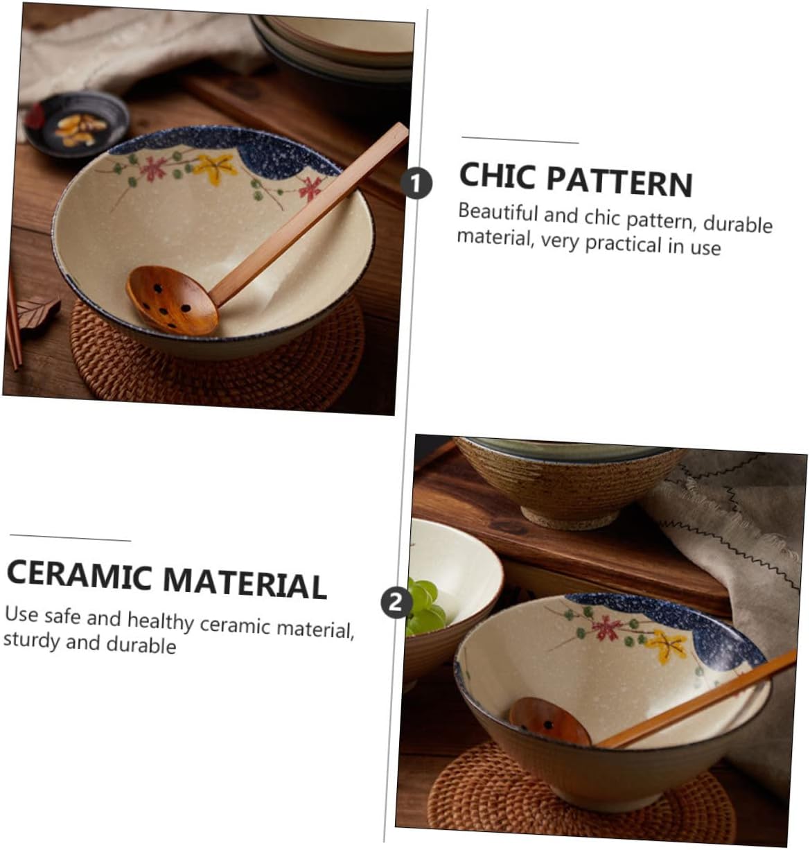 FUNOMOCYA 1pcs Ceramic Ramen Bowl Melamine Ramen Bowl Melamine Noodle Bowl Ceramic Serving Bowl Buckwheat Bowl Instant Ramen Bowl Udon Ceramic Bowl Big Student