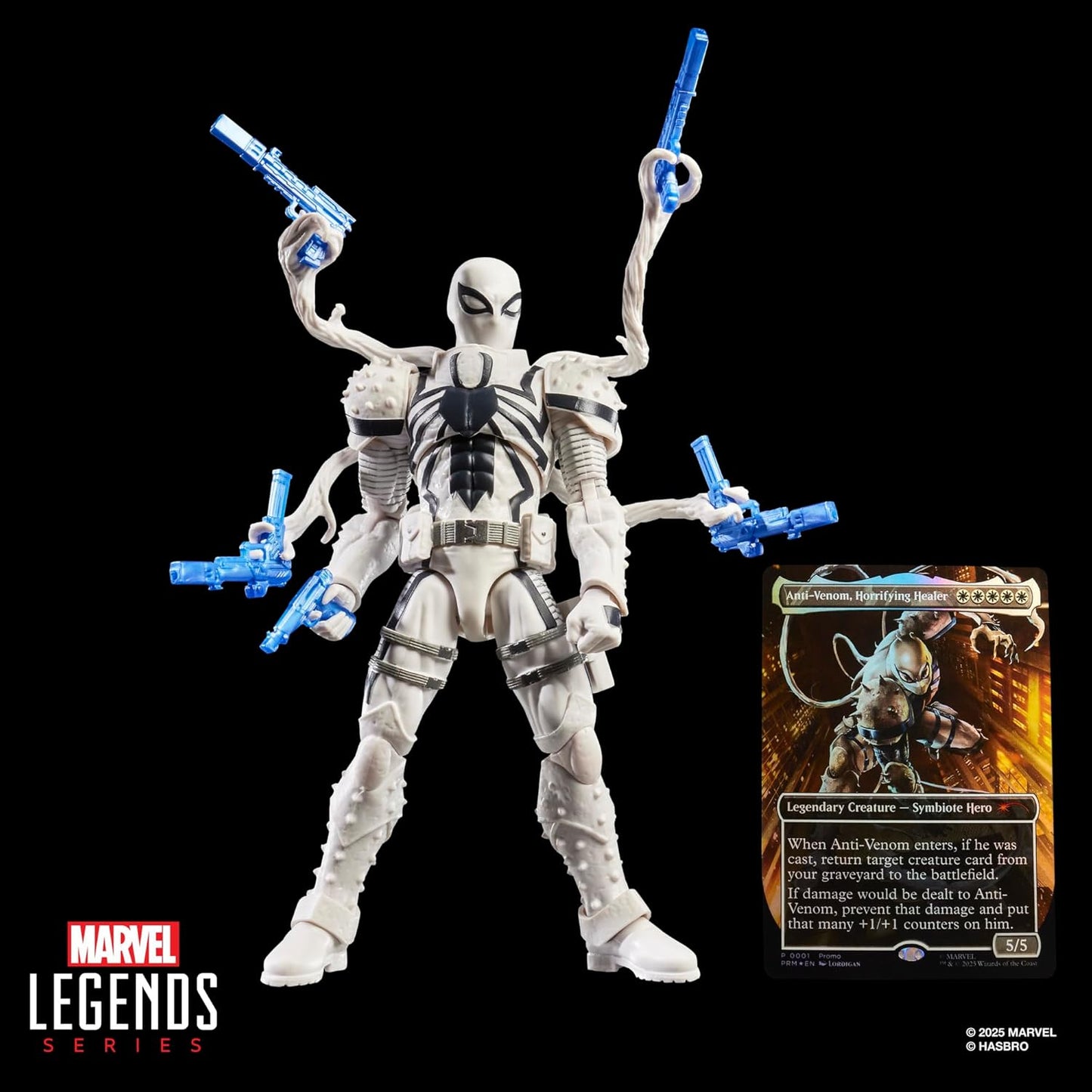 Hasbro Marvel Legends Series Magic the Gathering Agent Anti-Venom, 6" Spider-Man Action Figure Toy + Limited Edition Foil Collectible Card Game Trading Card G0640 Authentic