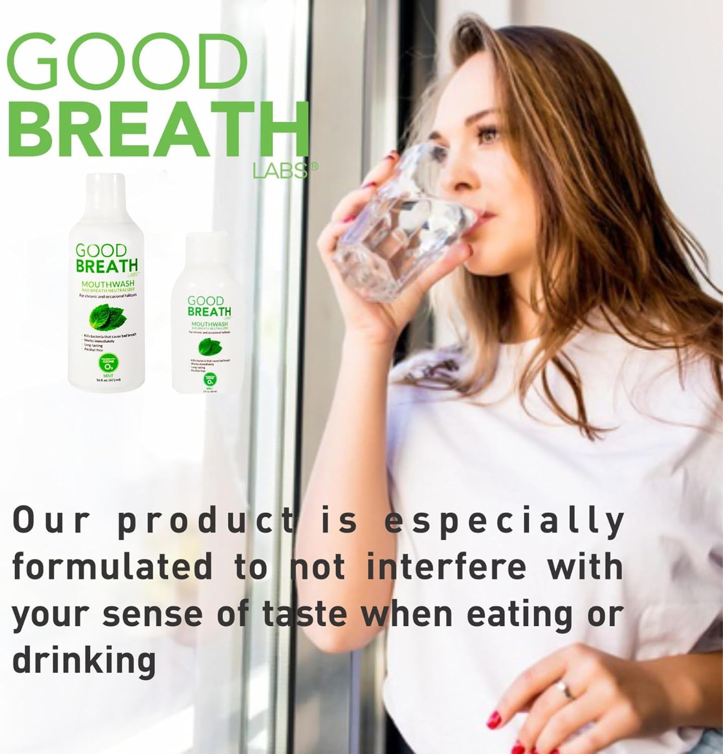 Goodbreath - Enjuague bucal de menta para halitosis crónica - Nueva tecnología de ozono enjuague oral - Tratamiento de halitosis y neutralizador del mal aliento - Enjuague bucal para enfermedades de