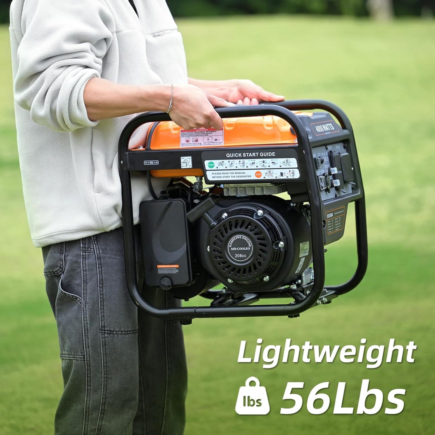 Power Equipment 4000 Watt Inverter Generator Gas Powered Portable Open Frame Generator Low Noise ECO Mode and Inverter Technology RV Compatible Emergency Home Backup